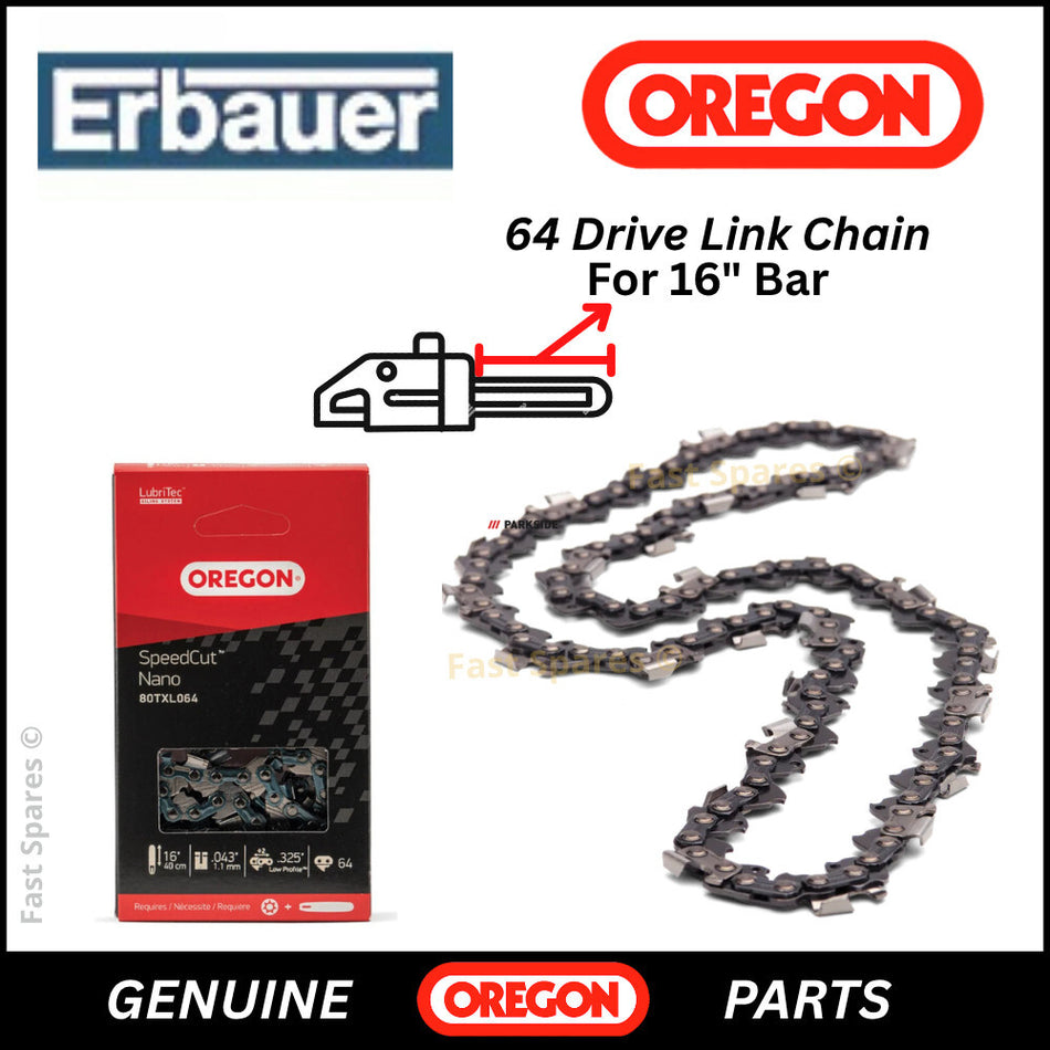 ERBAUER  ERT1038CHN Replacement Chain For 40cm (16") Bar 64 D/ Links FAST POST