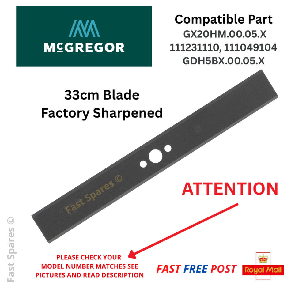 McGregor  MEH1533M Lawnmower 33cm Metal Cutting Blade Argos 739/5134 FAST POST