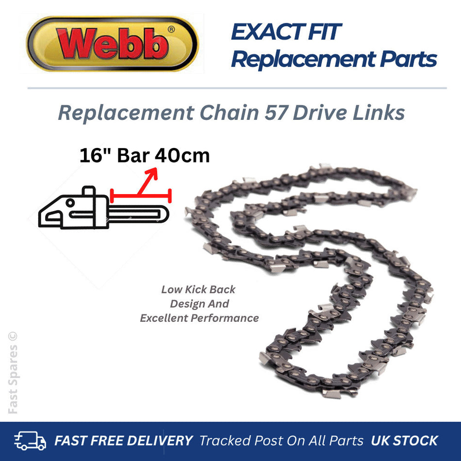 Webb WEDECS45 Replacement Chain 57 Drive Links Fits 40cm 16" Bar FAST POST