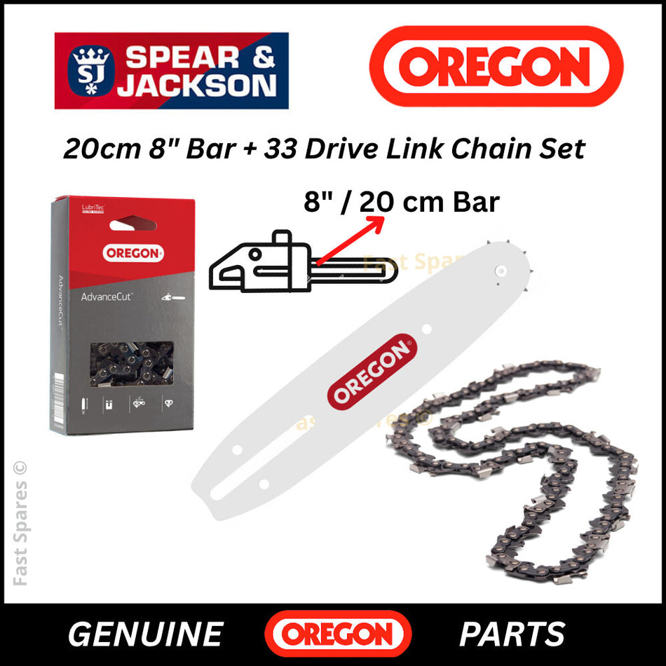 Spear & Jackson YT4348  Pole Saw Genuine OREGON Chain 33 D/Links + 20cm 8" Bar