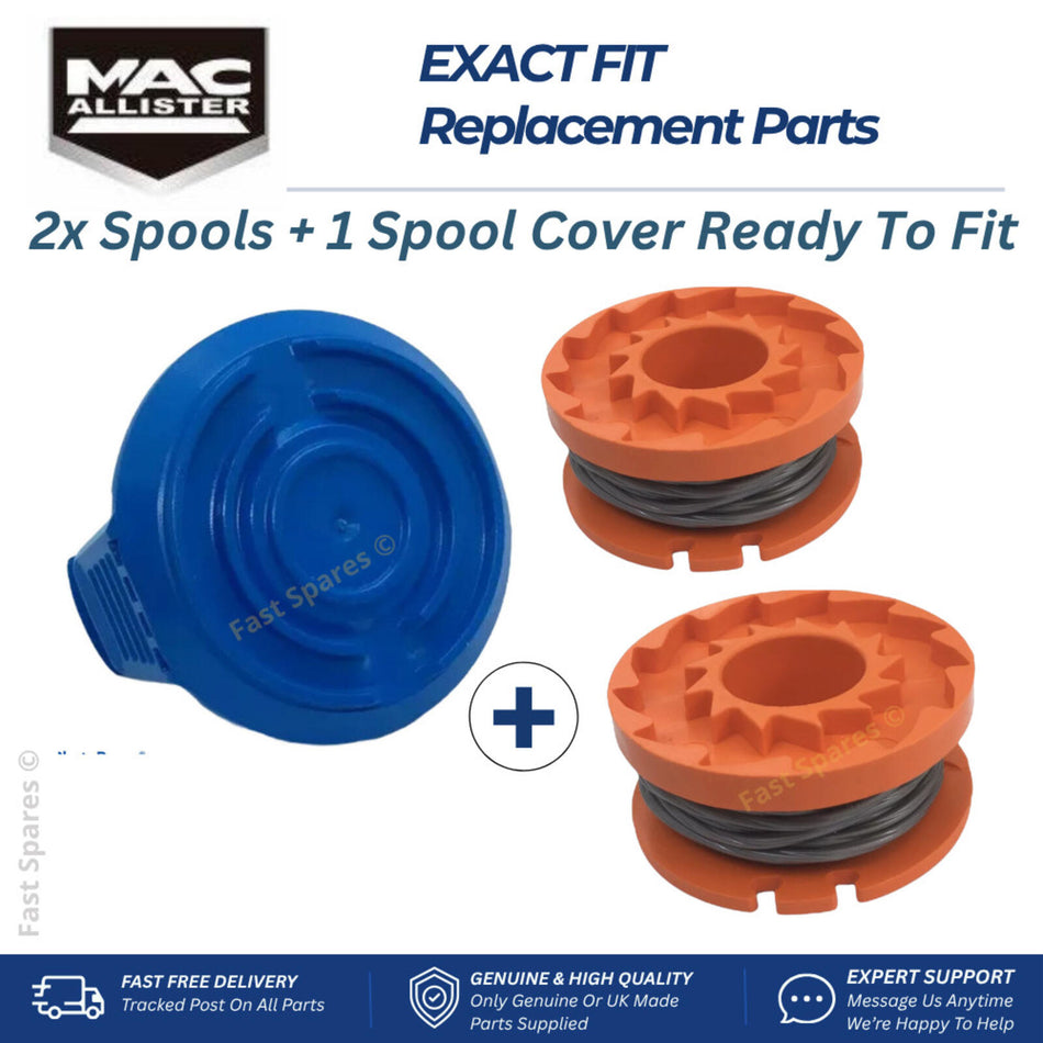 MacAllister MCI1198GGT Spool & Line x2 + 1x Cover Cap Trimmer Strimmer FAST POST