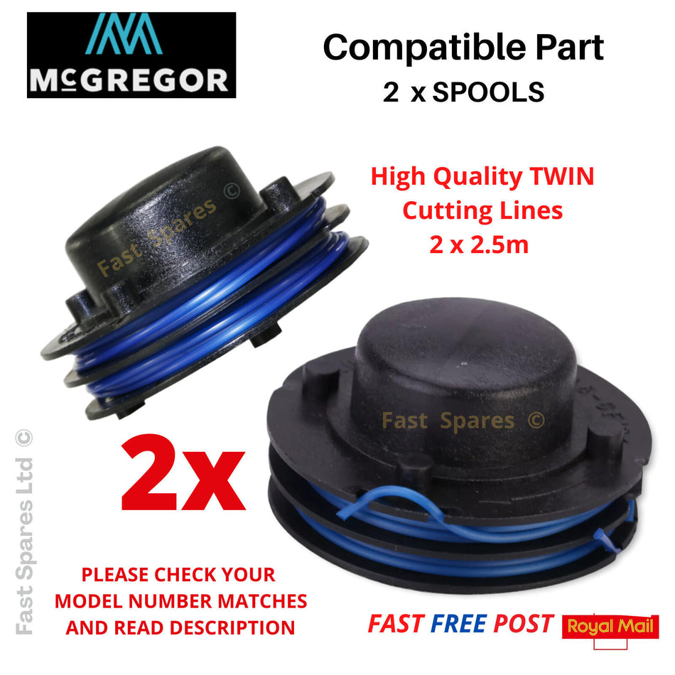 McGregor MCEGT3223 (7269703) Spool & TWIN Line For Strimmer Trimmer Fast Post x2