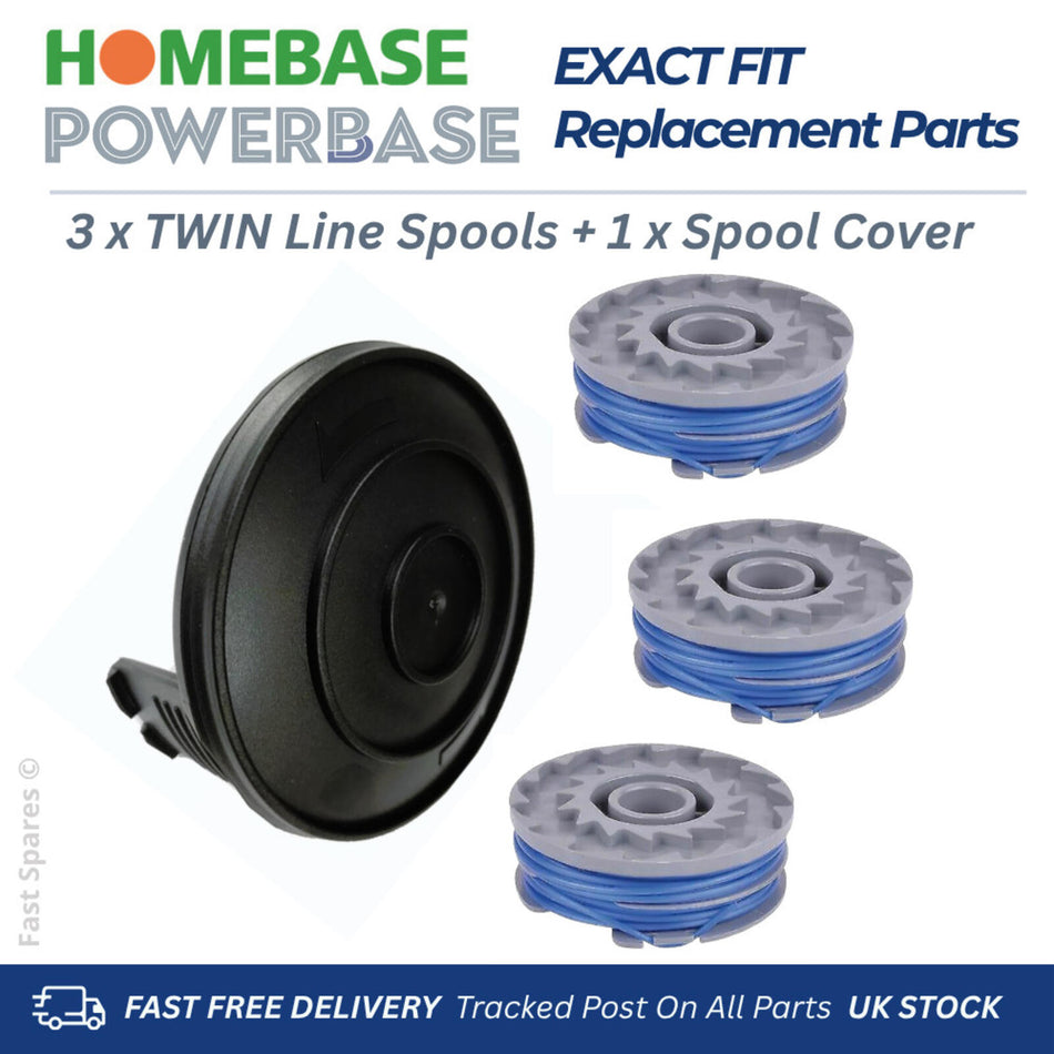 POWERBASE GT3011A Trimmer Strimmer 1x Spool Cover Cap + 3x TWIN Spools FAST POST