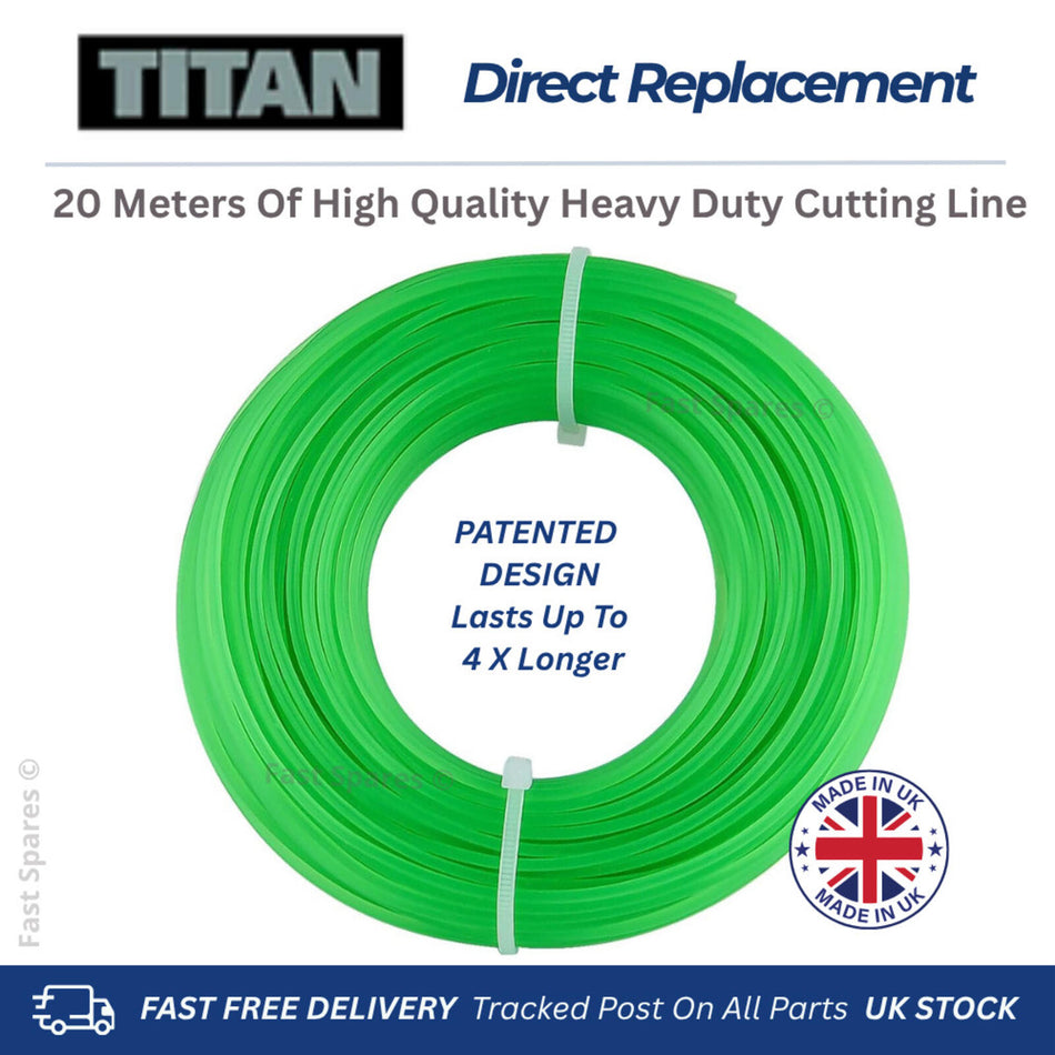 TITAN SCREWFIX TTl530G Spool Re-Wind Line Heavy Duty 20 meters Trimmer FAST POST