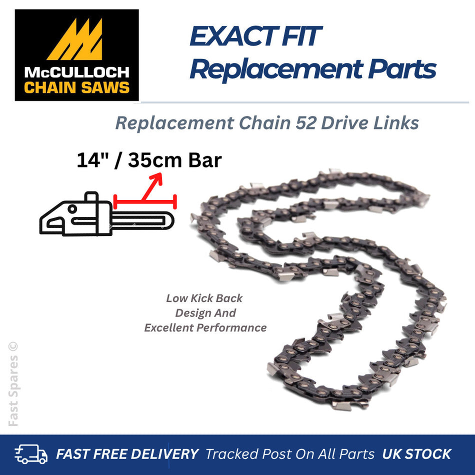 McCulloch Replacement Chain MAC 740, MAC 742, MAC 838  52 Drive Links FAST POST