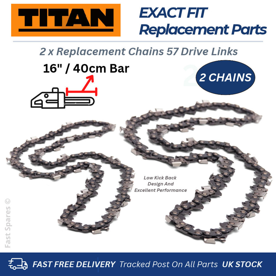 Titan Screwfix TTCSP40 Chainsaw Chain 40cm (16") Bar 57 D/ Links FAST POST x2