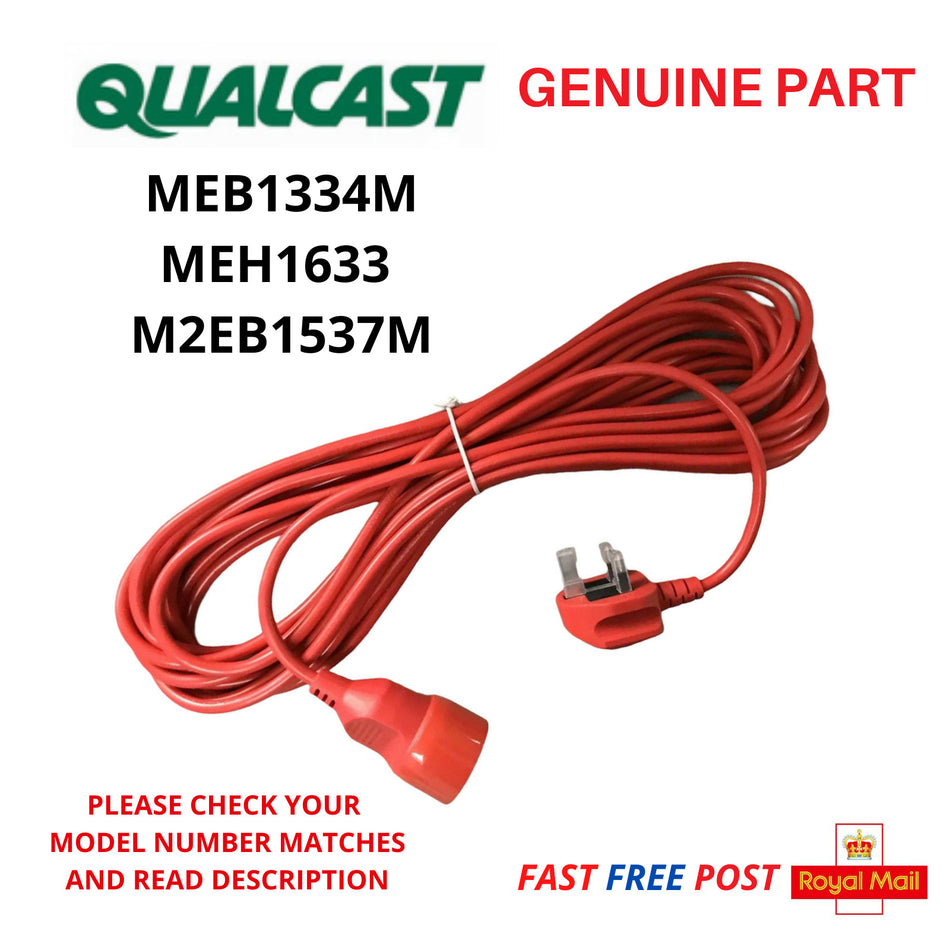 QUALCAST MEB1334M Lawnmower Plug In Mains Power Cable Lead 10 Meter FAST POST