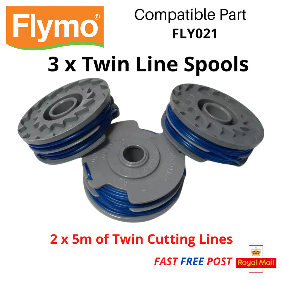 3 x Twin Line & Spool for FLYMO Mini Trim ET23+DX Trimmer Strimmer FAST POST