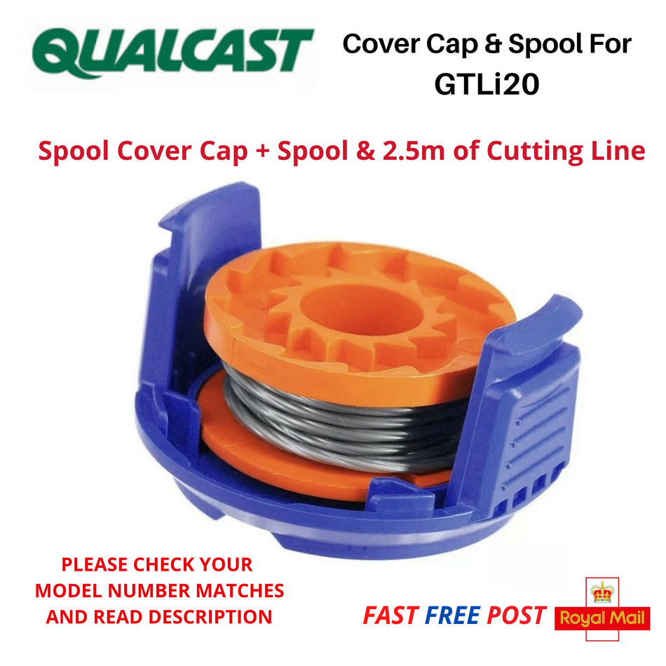 QUALCAST GTLi20 Spool & Line + Cover Cap for Trimmer Strimmer FAST POST