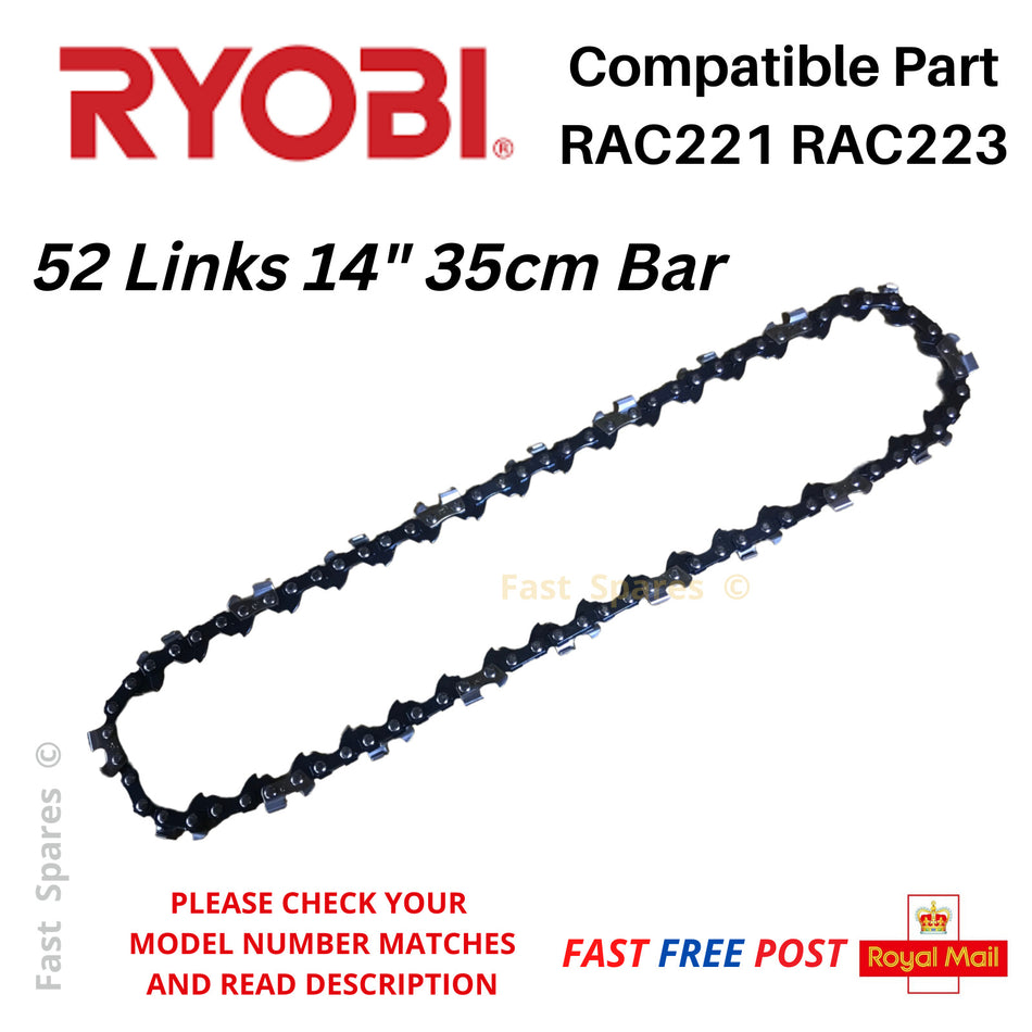 Ryobi  RCS 1935 Replacement Chainsaw Chain 35cm 14" Bar 52 Links FAST POST