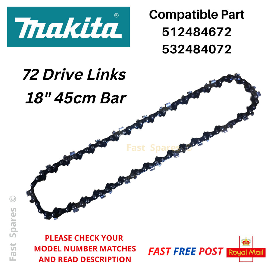 Makita DCS430 DCS520 Replacement Chainsaw Chain 72 Drive Links FAST POST