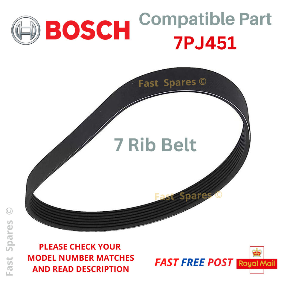 7PJ451 Drive Belt BOSCH ROTAK 320 Lawnmower 7 Rib 16mm Wide FAST POST