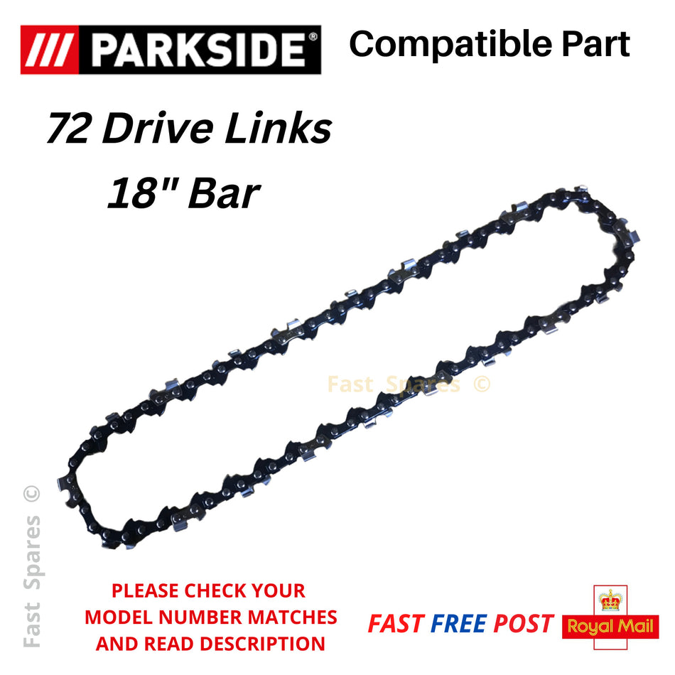 Parkside PBKS 53 A2 Chainsaw Chain 72 Drive Links 18'' Bar FAST POST