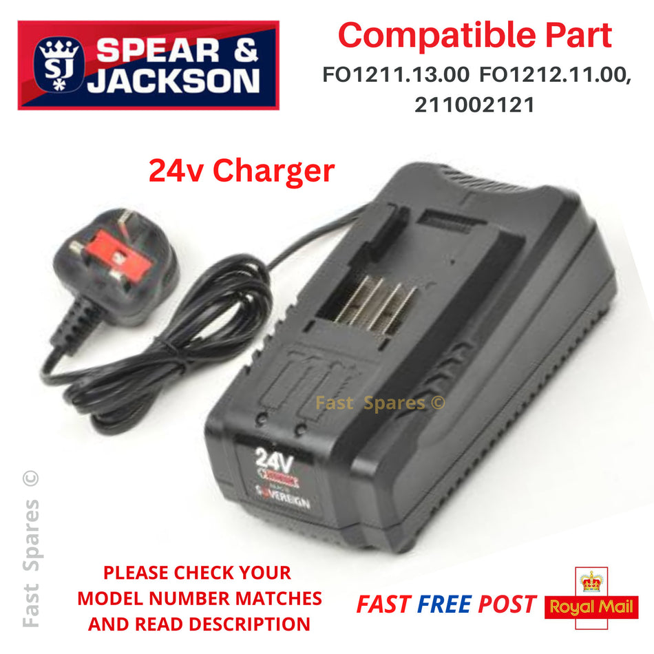 Spear & Jackson CLMF2434A Lawnmower 24v FAST Battery Charger  FAST POST