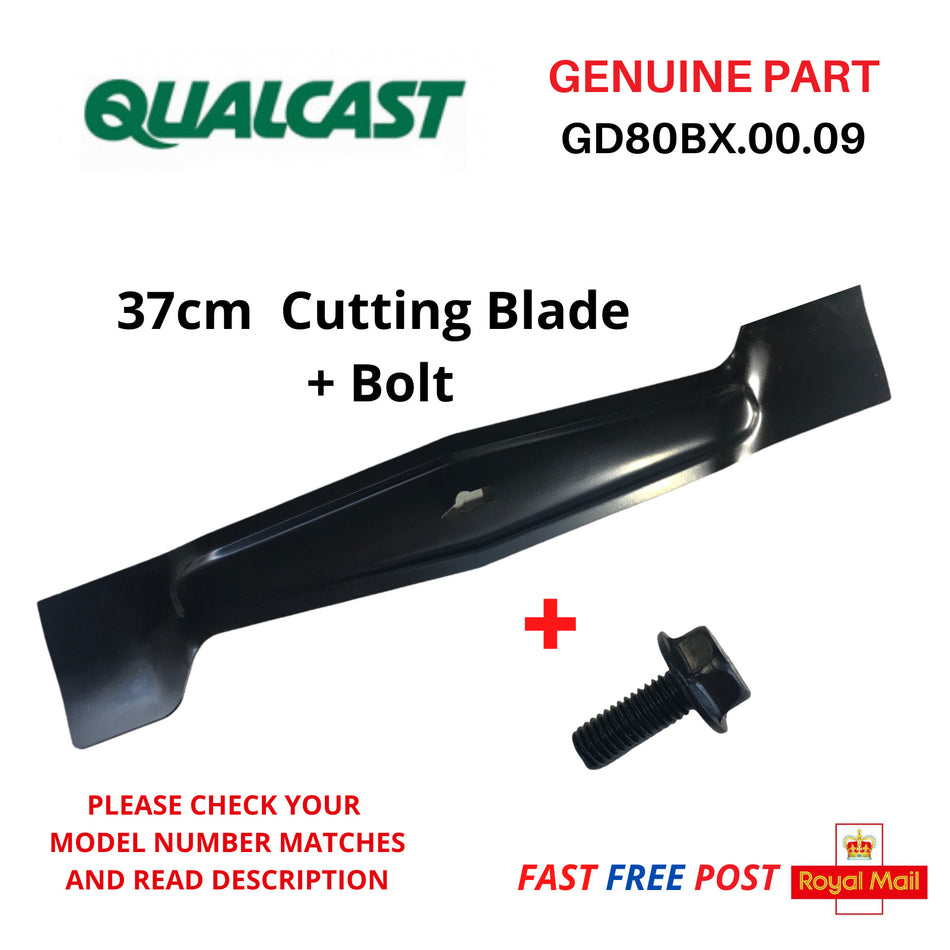 QUALCAST M2EB1437M  Lawnmower 37cm Cutting Blade + Bolt GD80BX.00.09   FAST POST