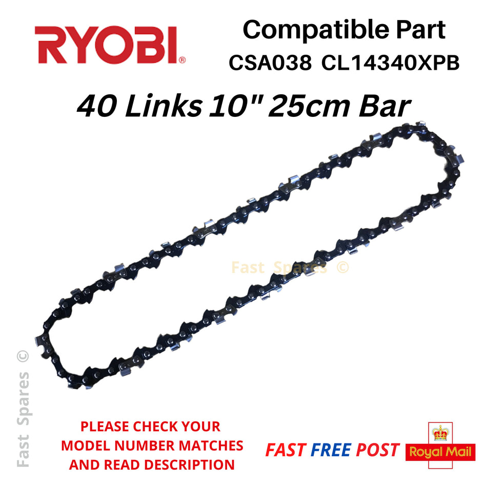 RYOBI OCS1825 Replacement Chainsaw Chain 25cm 10 inch 40 Links FAST POST