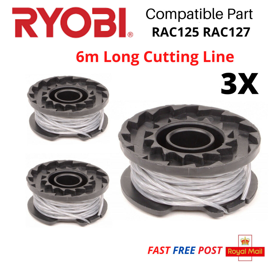 3 X Spool & Line for Ryobi 18 One + Strimmer / Trimmer RLT36C33  FAST POST