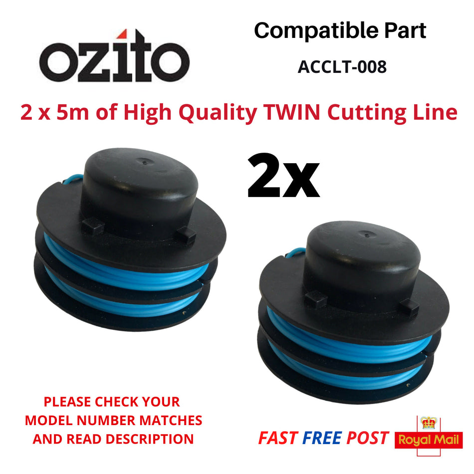 2 x Spool & Line For OZITO LTR-250 Strimmer Grass Edge Trimmer  FAST POST