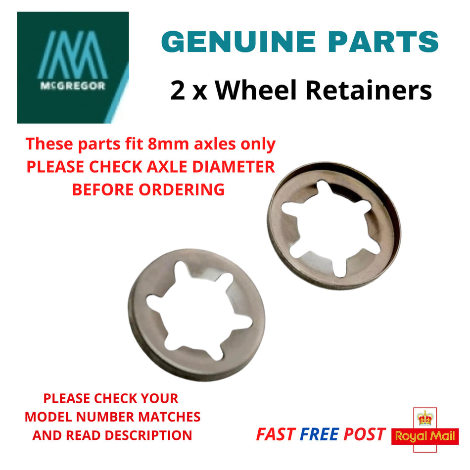 2 x McGregor Electric Lawnmower M3E1233RA REAR Wheel Securing Washers FAST POST