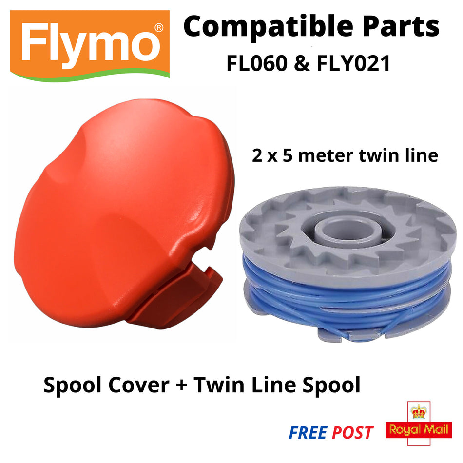 Spool Cover Cap + Spool & Line For FLYMO Multi Trim 300DX Strimmer Trimmer