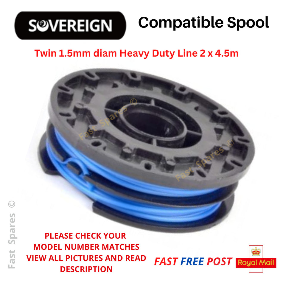 SOVEREIGN GGT600L  Spool & Line Strimmer Trimmer TWIN Line 2 x 4.5m  FAST POST