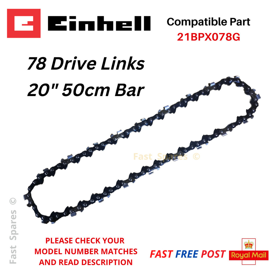 Einhell  PKS45/1AV Chainsaw Chain 20" 50cm Bar 78 Drive Links FAST POST