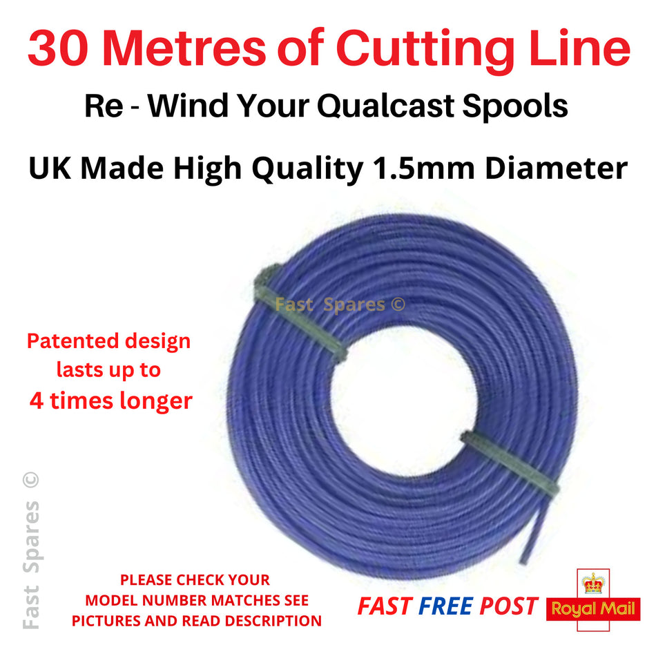 QUALCAST Strimmer Spool Line GGT600A1 Trimmer 30m x 1.5mm FAST POST