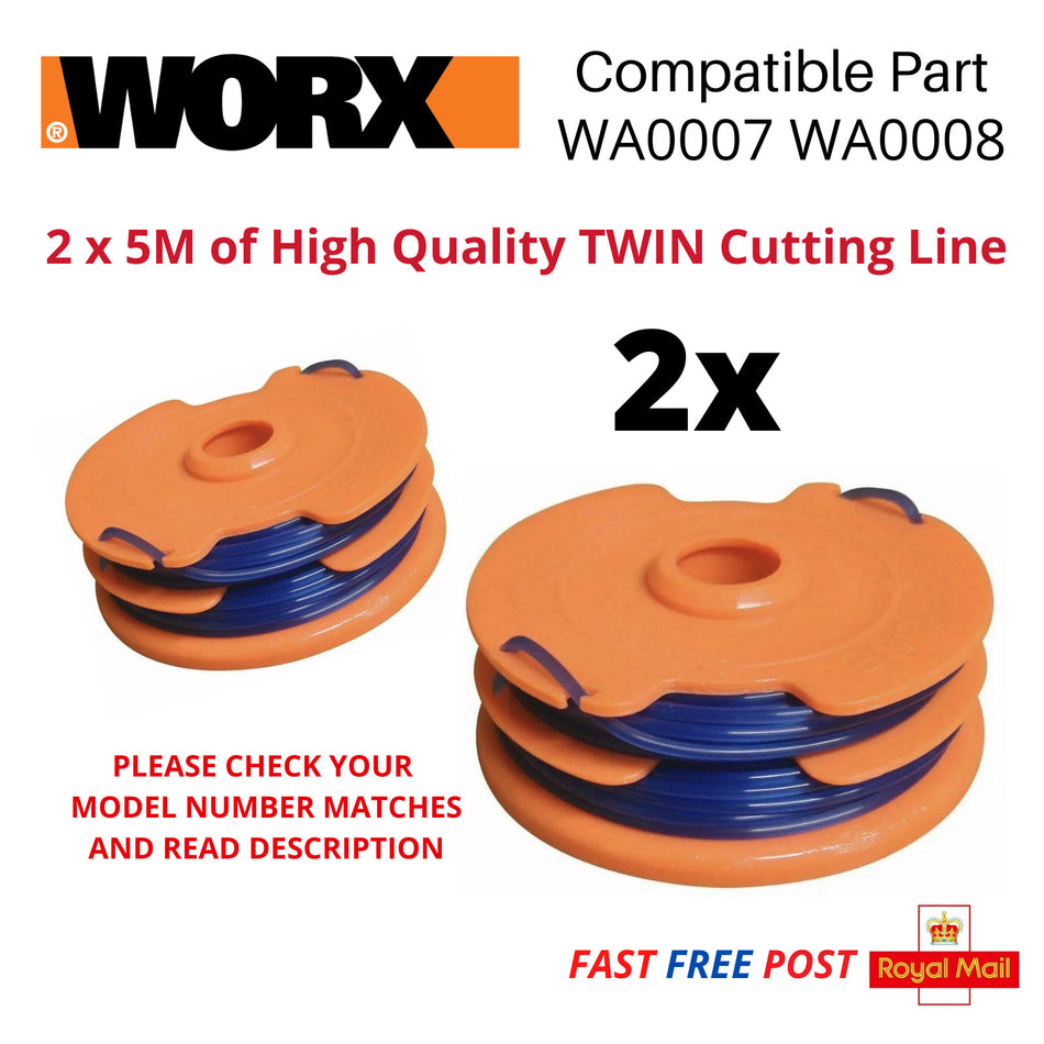 2 x Spool & Line For WORX WG109 Grass Edge Trimmer Strimmer *FAST POST*