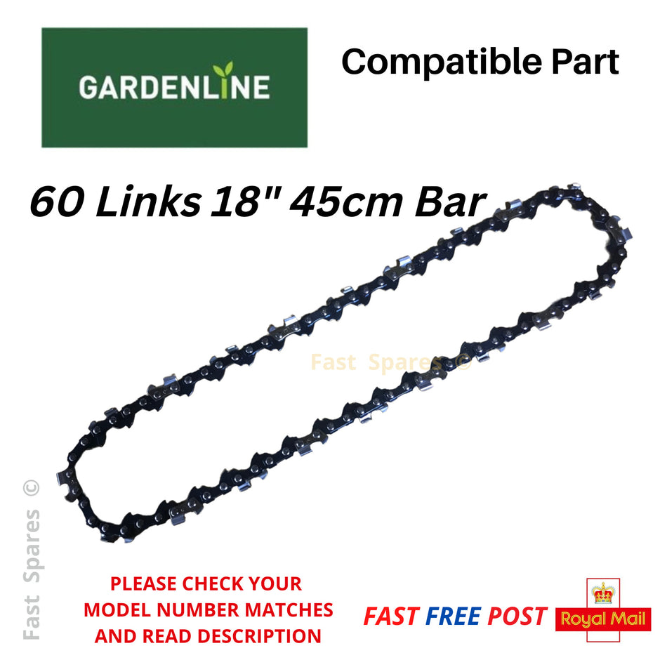 ALDI GARDENLINE GPCS-42cc Chainsaw Chain 45cm 18" Bar 60 Links FAST POST