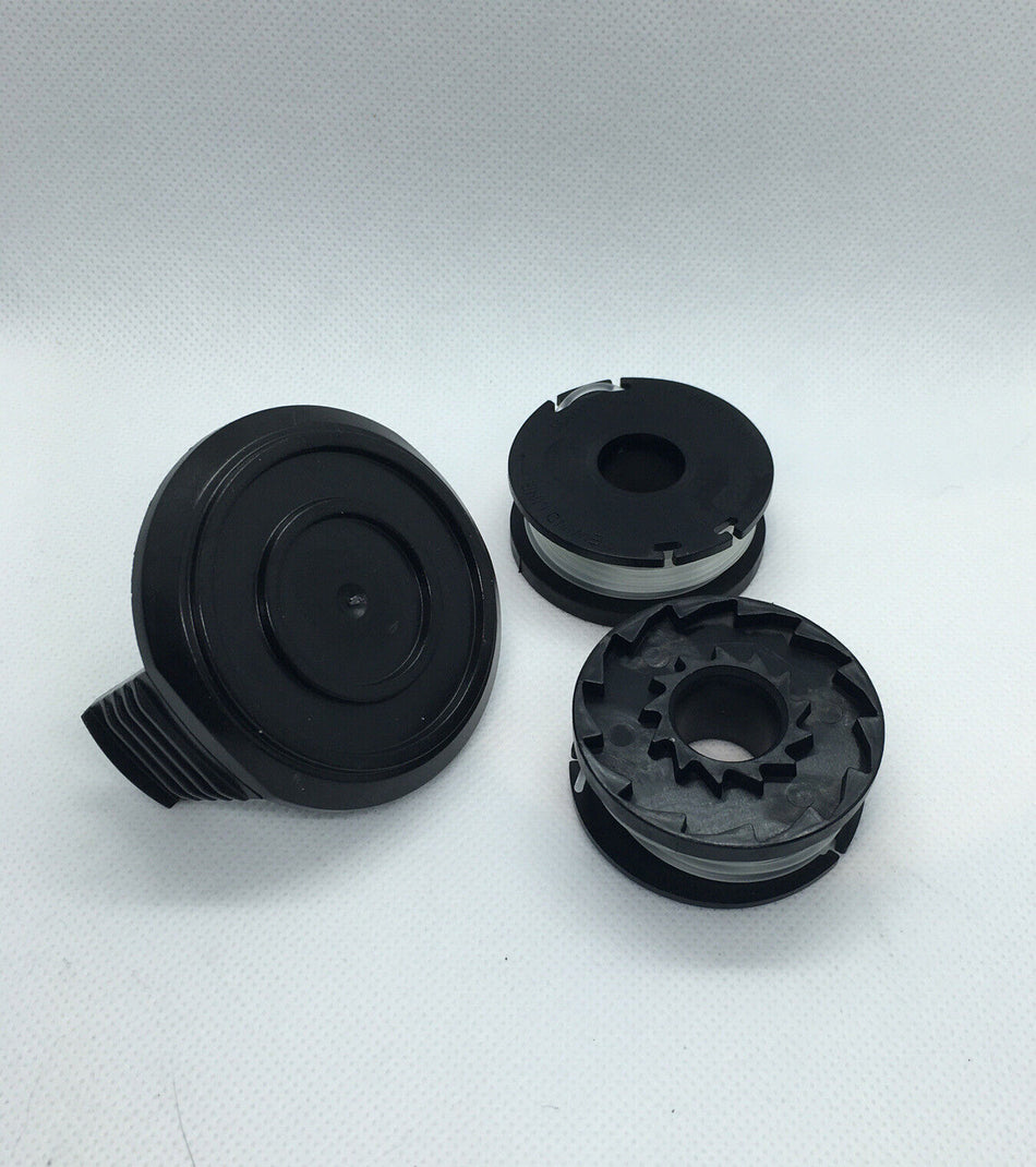 2 X Spool & Line + Cover Cap for QUALCAST Strimmer Trimmer NOF-GT-250/18-E