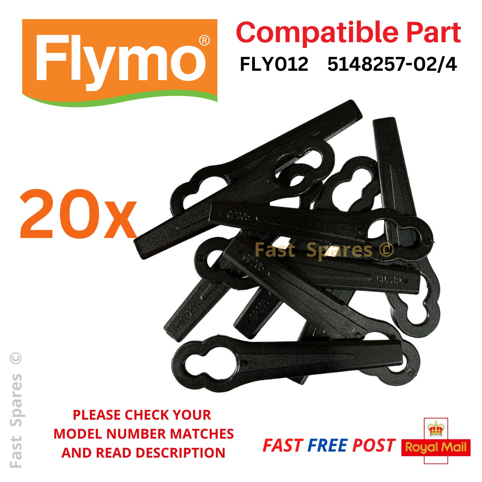 Plastic Blades FLYMO E250 Minimo SX Sprinter SX XE300 Lawnmowers FAST ...
