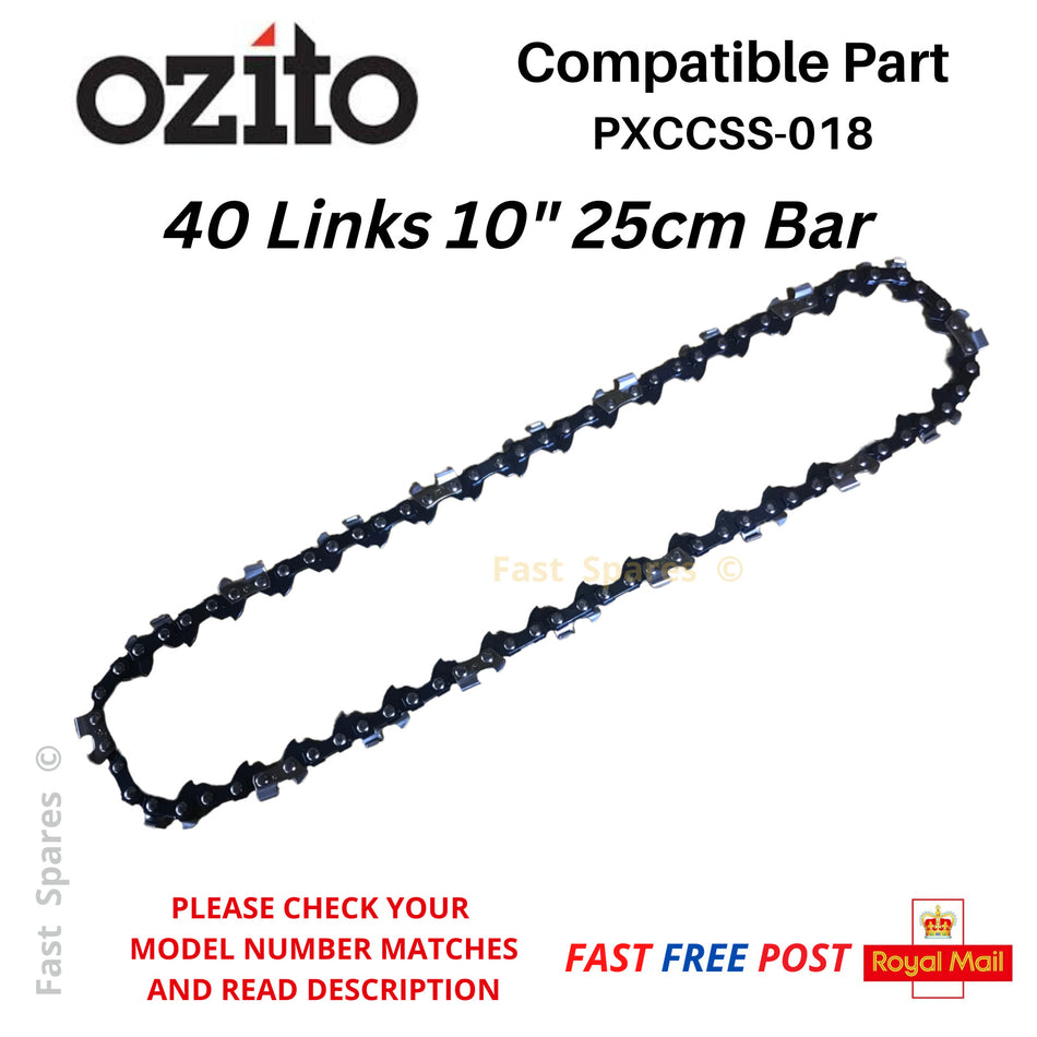 OZITO PXCCSS-018U  Replacement Chainsaw Chain 25cm 10 inch 40 Links FAST POST