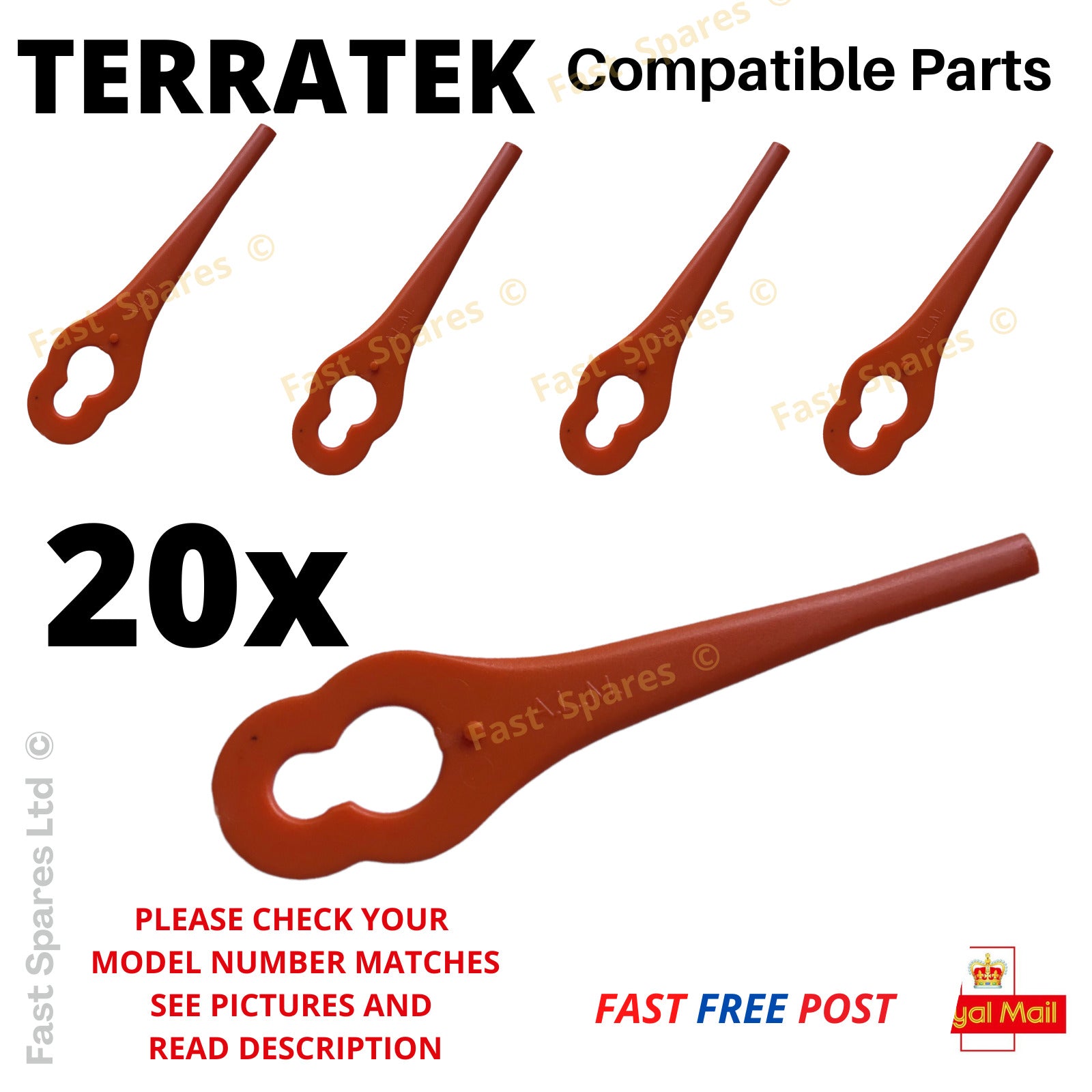 Terratek Cordless Strimmer Trimmer GGCGT18 Plastic Blades x 20 FAST PO fastspares