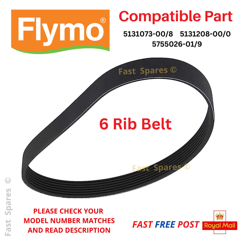 Drive Belt FLYMO Roller Compact 4000 RC4000  Lawnmower 6 Rib Belt FAST POST