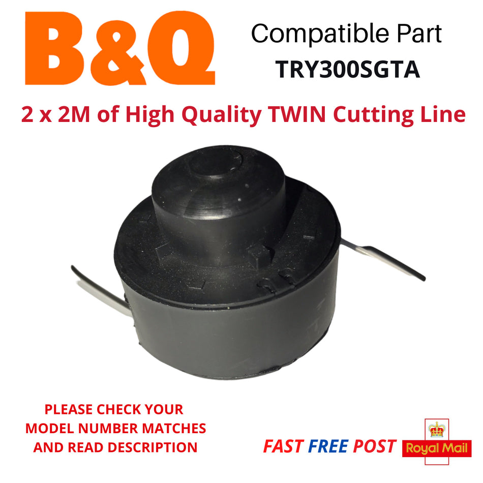 1 x 2m TWIN Line & Spool for B&Q TRY300SGTA  Strimmer Trimmer FAST POST