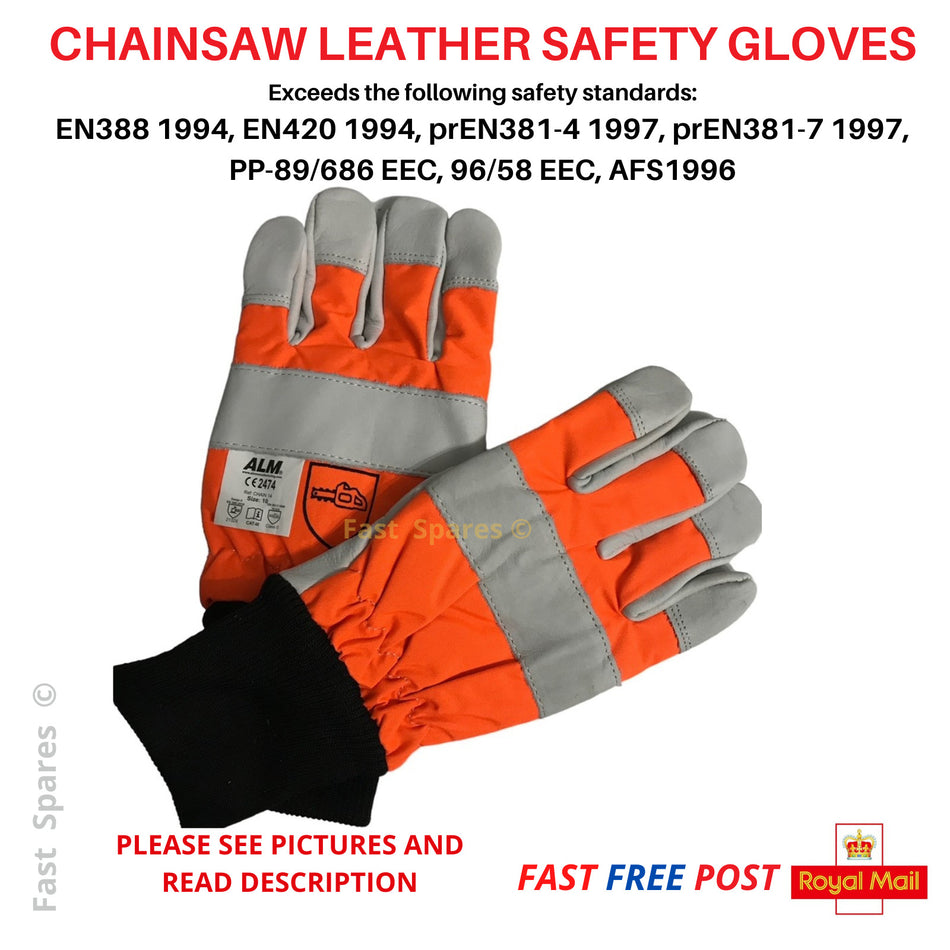 Chainsaw Protective Leather Gloves CE approved to EN381-7 16 m/s