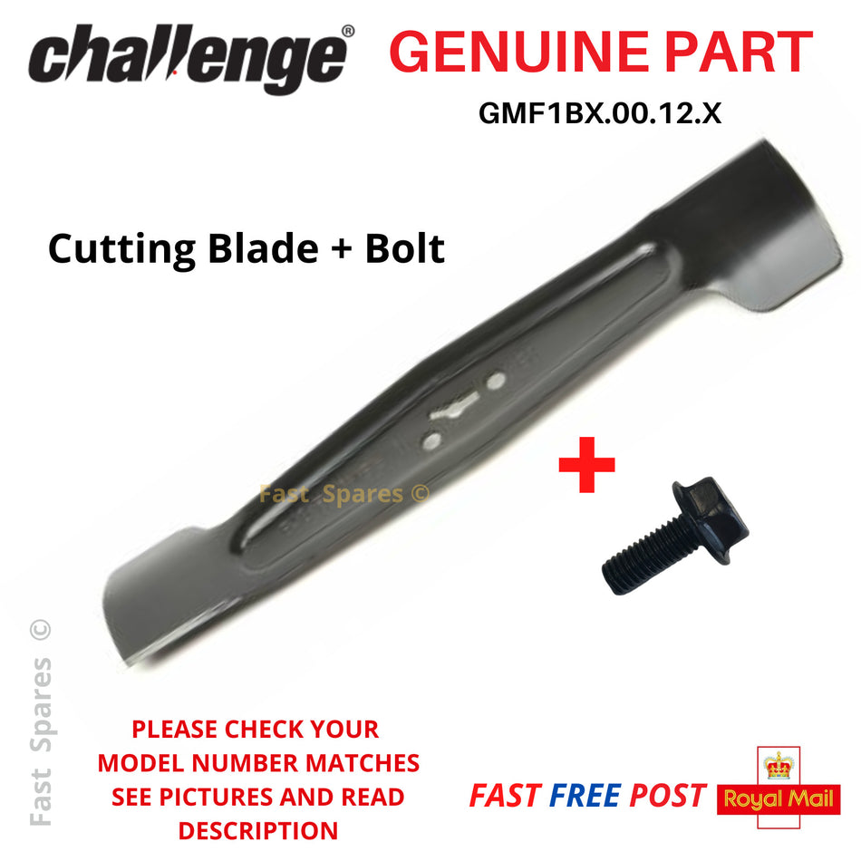 CHALLENGE CLMF2432M 32cm Lawnmower GENUINE Metal Blade + Bolt FAST POST