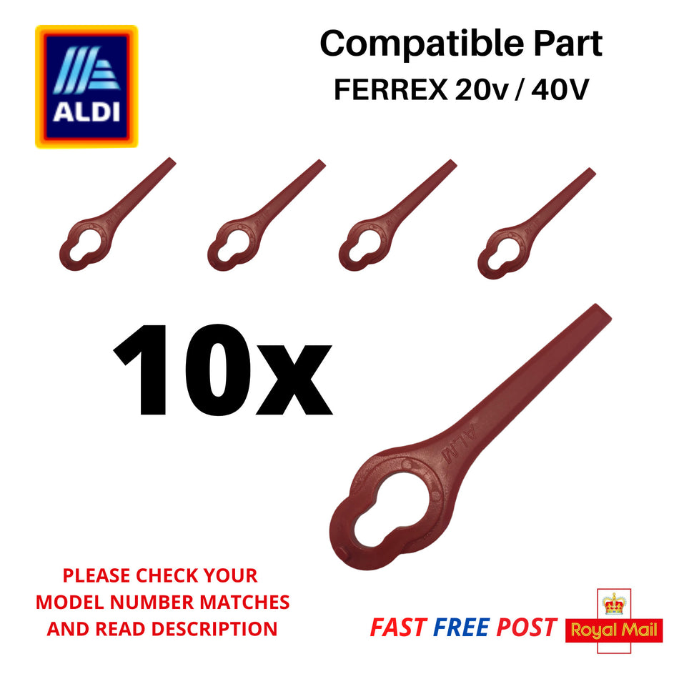 10x RED Plastic Blades for ALDI FERREX Cordless Grass Trimmer 20v/40v FAST POST
