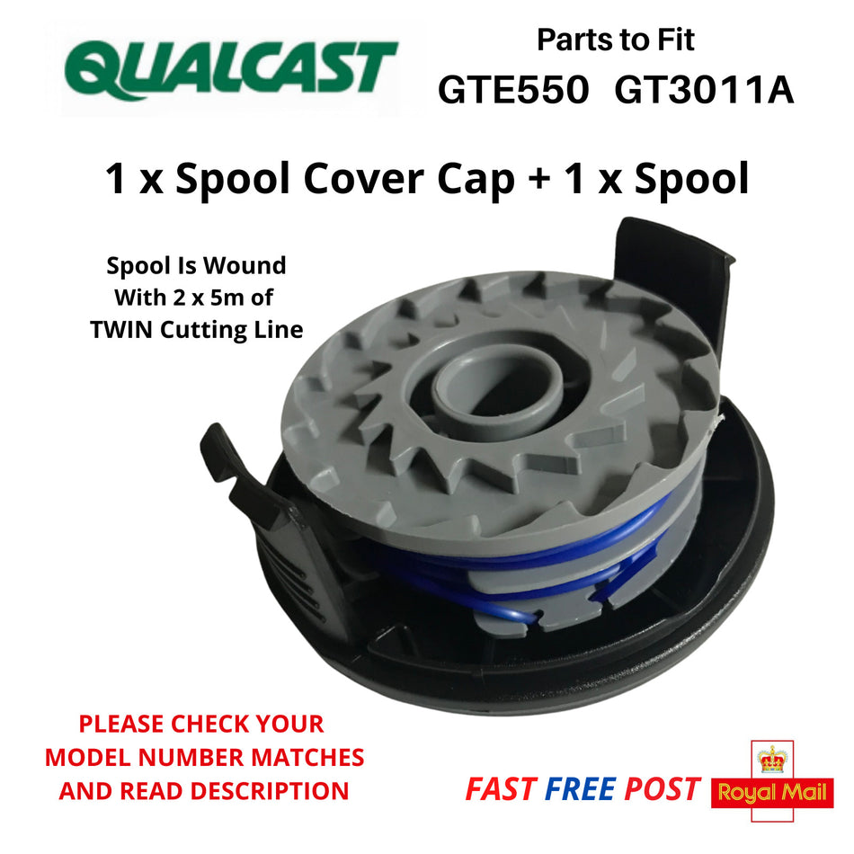 QUALCAST GTE550 Trimmer Strimmer 1x  Spool Cover Cap + 1x Spool FAST POST