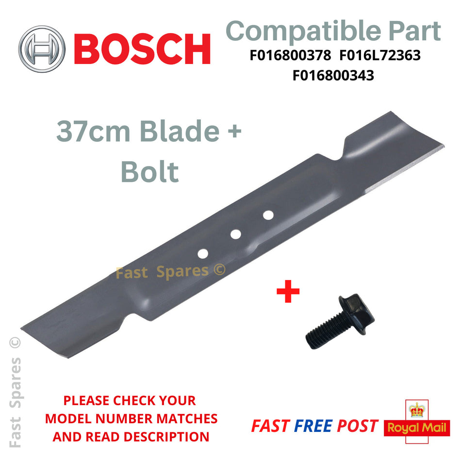 BOSCH ROTAK 36R ROTAK 37R Lawnmower Cutting Blade 37cm + Blade Bolt FAST POST