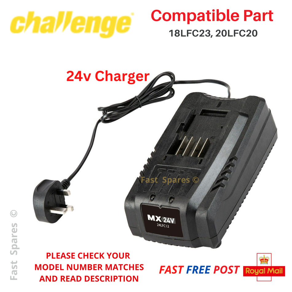 CHALLENGE CLMF2432M Lawnmower 24v FAST Battery Charger  FAST POST