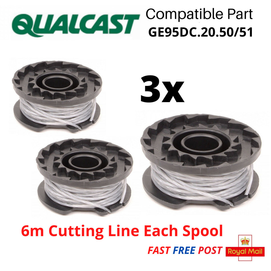 3 X Spool & Line for QUALCAST Strimmer Trimmer CLGT2425H/A  *FAST UK POST*