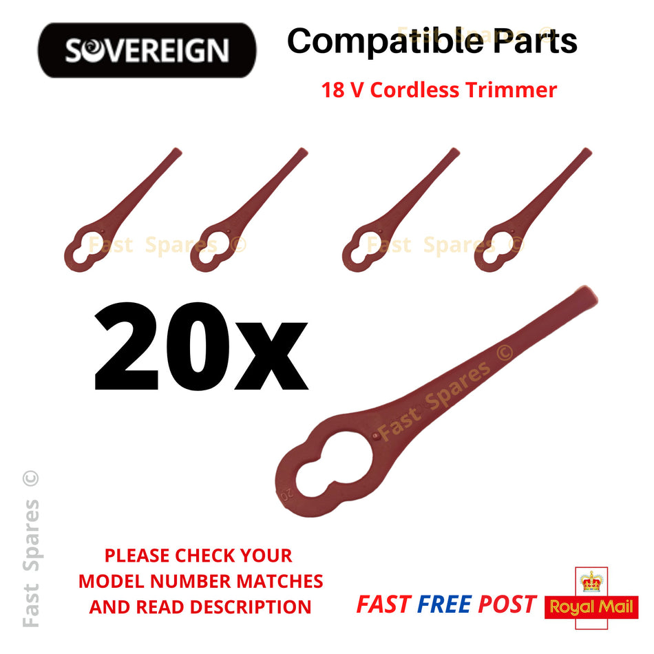 SOVEREIGN 18v Cordless ASYEGT01240 Grass Strimmer Trimmer Plastic Blades x 20