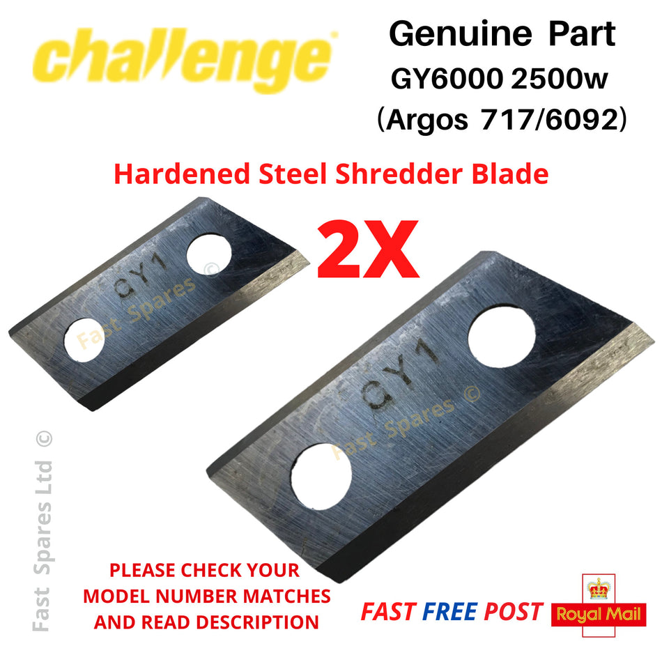 Metal Blades for CHALLENGE Garden Shredder GY6000 (2x) FAST POST