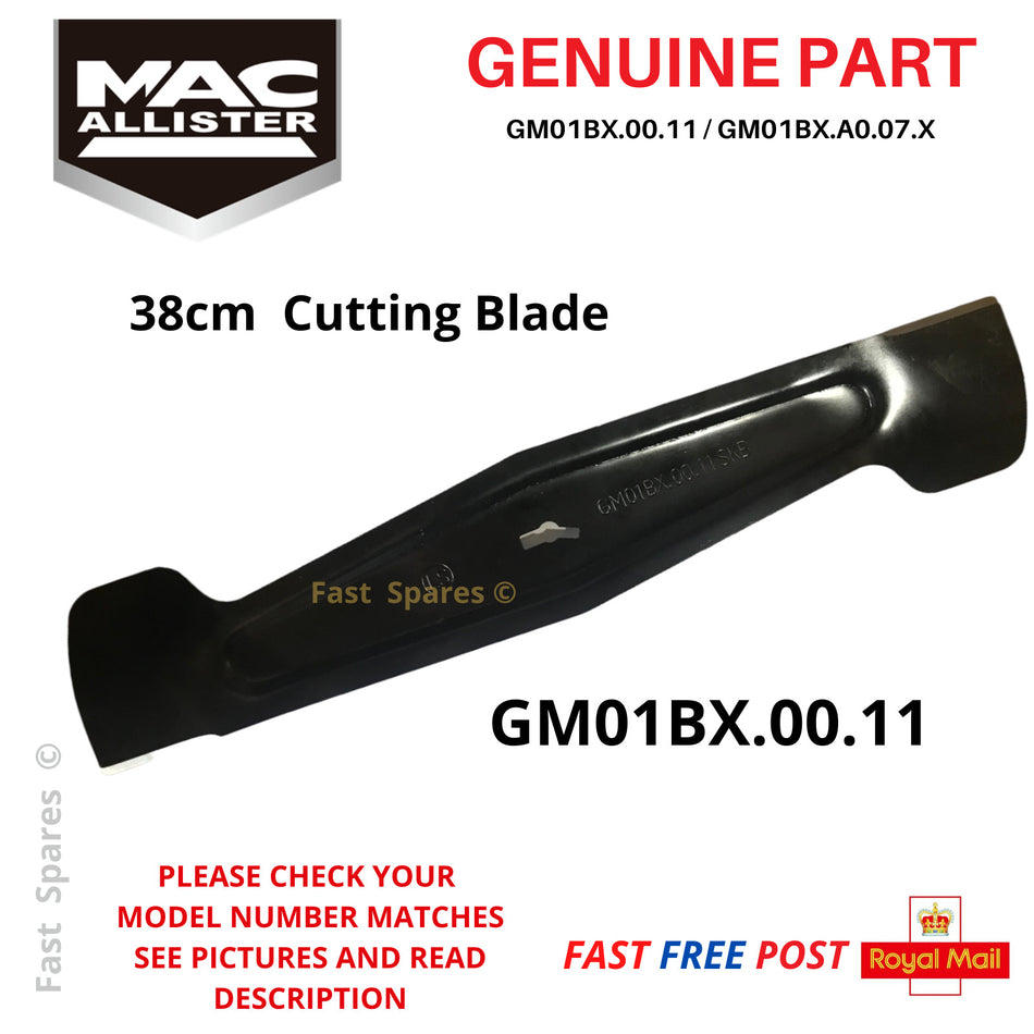 MAC ALLISTER  MLMP1600-2 Lawnmower 38cm Cutting Blade FAST POST