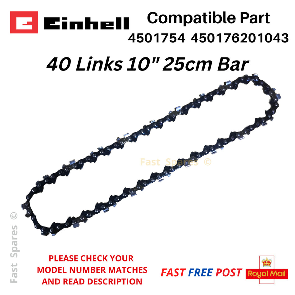 EINHELL GE-LC18Li Replacement Chainsaw Chain 25cm 10 inch 40 Links FAST POST