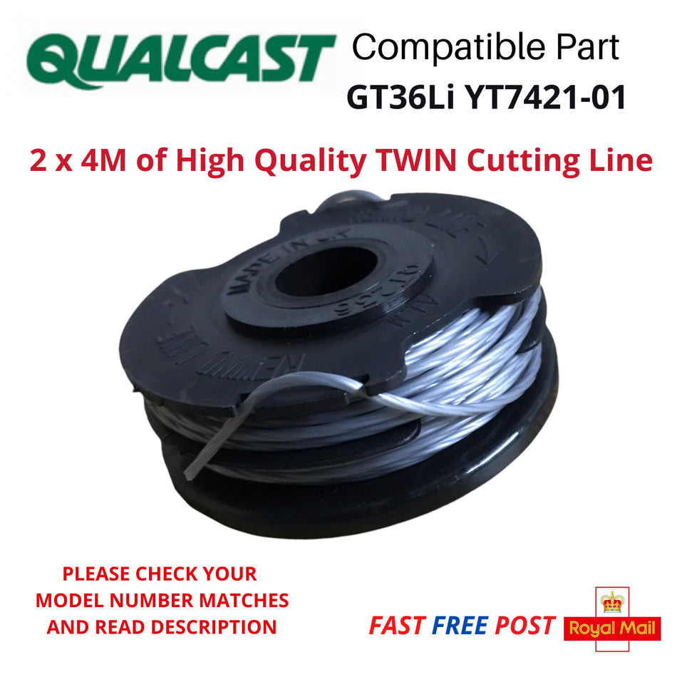 Spool & Line QUALCAST 36v Trimmer Strimmer GT36Li YT7421-01 FAST POST