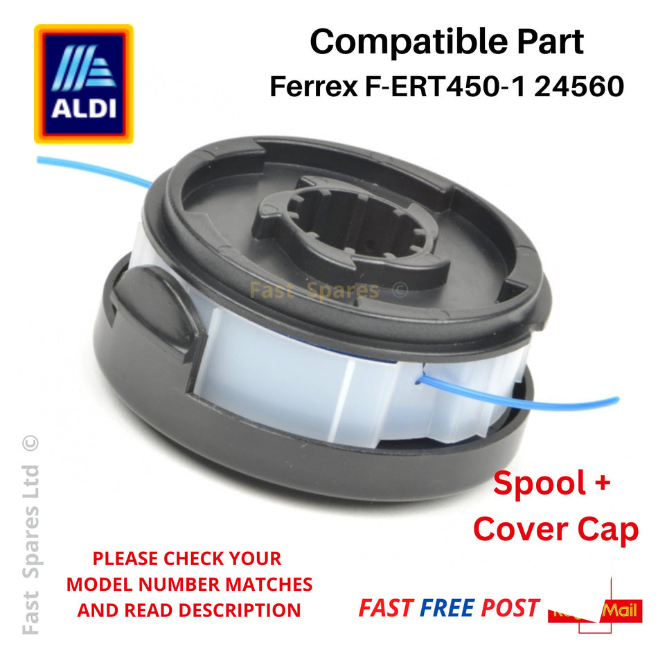 ALDI FERREX  F-ERT450-1 24560 Grass Strimmer Trimmer Spool & Cover Cap FAST POST