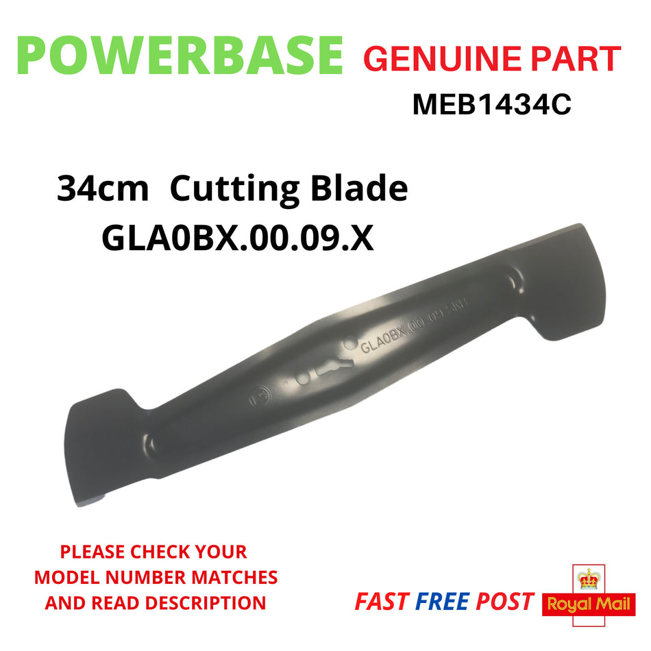 POWERBASE  MEB1434C Lawnmower Cutting Blade GLA0BX.00.09.X FAST POST