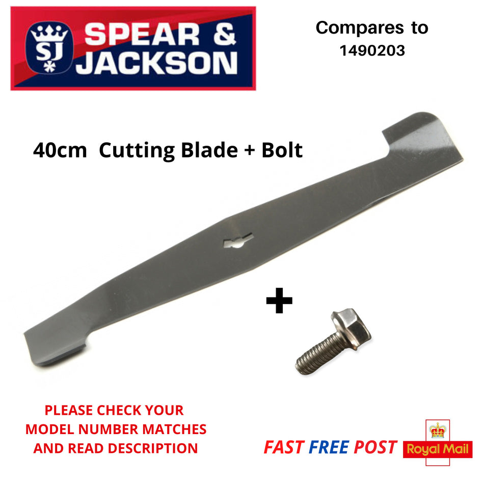 S1740ER2 Spear & Jackson Lawnmower 40cm Cutting Blade + Bolt FAST POST